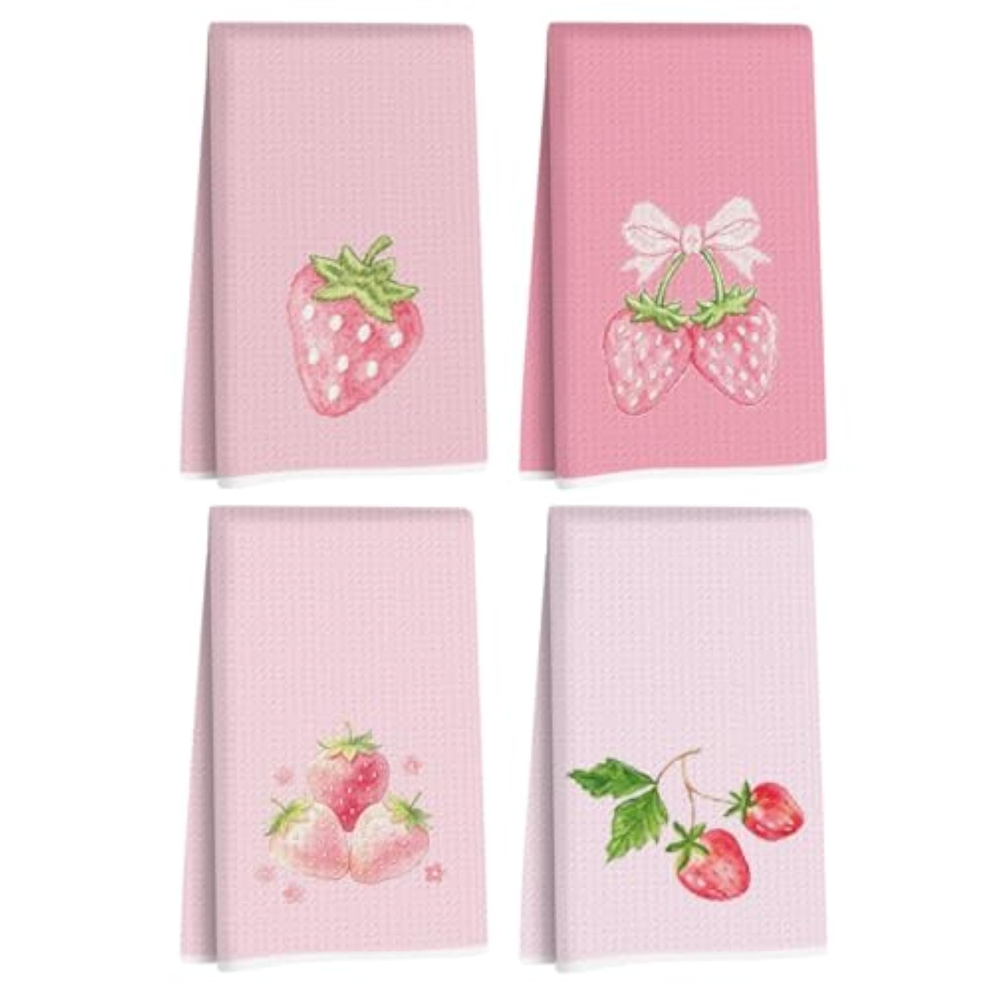 4 Pcs Strawberry Hand Towels for Bathroom
